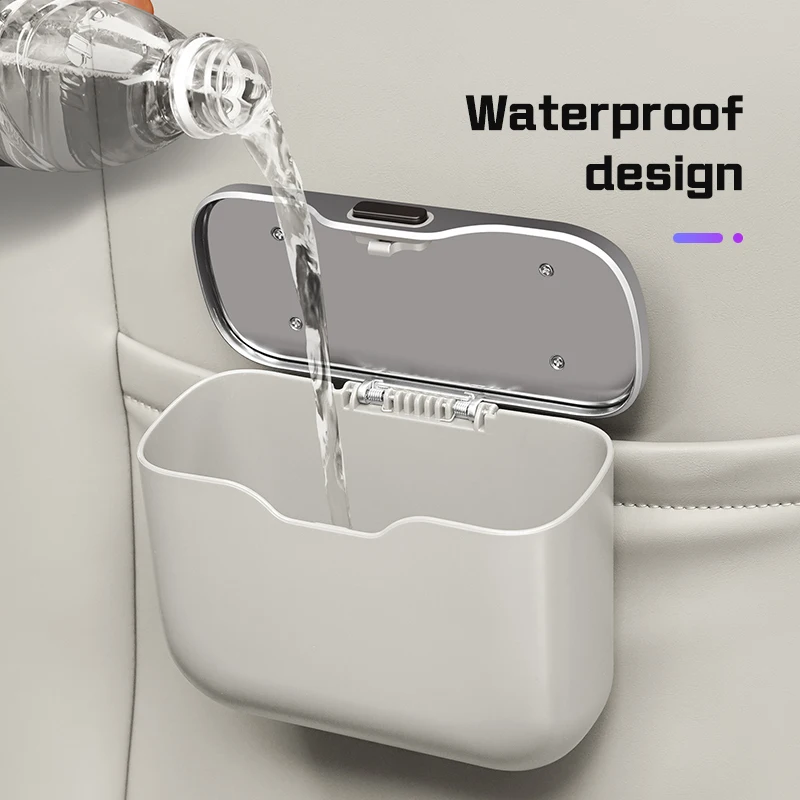 Waterproof Car Trash Can With Lid - Car Trash Can Portable Hanging Multi-Functional
