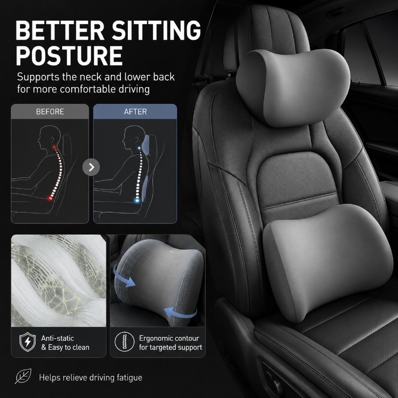 Car Headrest Neck Pillow and L - Memory Foam Car Neck Pillow Lumbar Support review and price