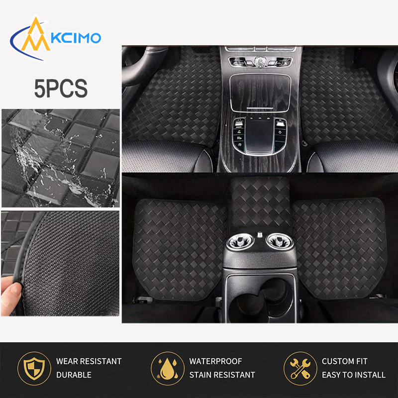 5pcs Diamond lattice PVC leath - Car Floor Mats Universal Waterproof Leather review and price
