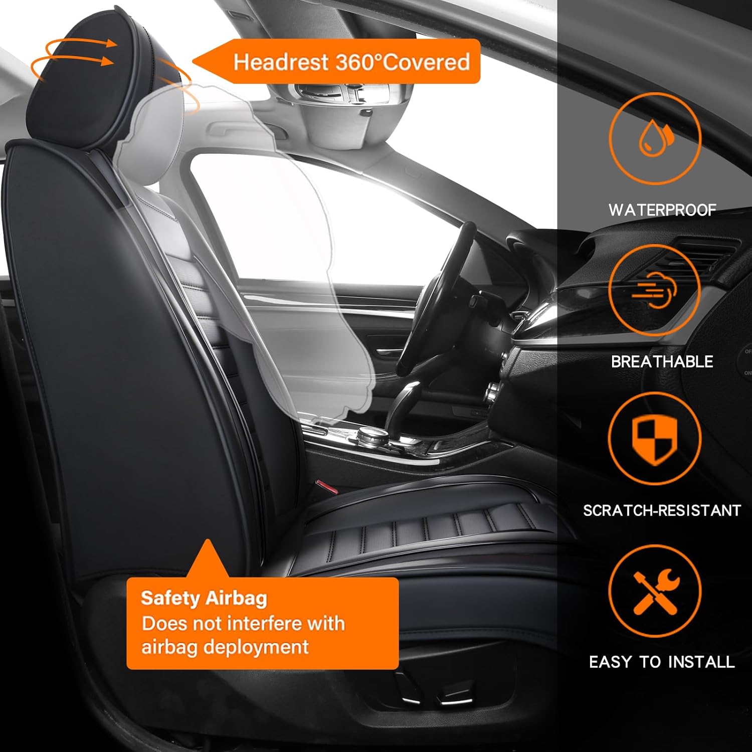 5pcs Full Set Car Seat Covers  - Leather Car Seat Covers Full Set Universal review and price