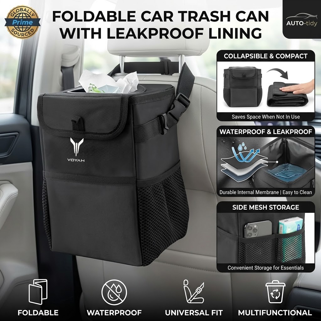 Foldable portable leak-proof w - Waterproof Car Trash Can With Lid review and price