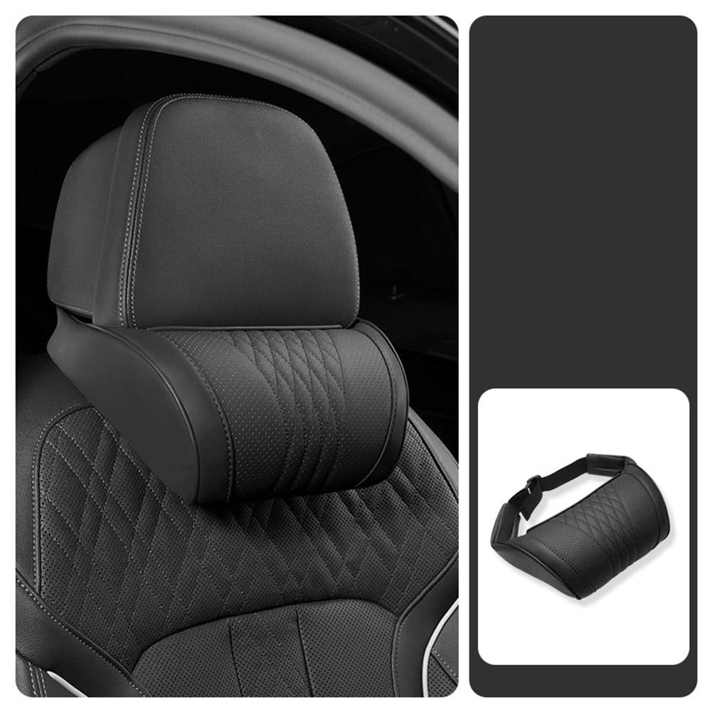 Luxury Leather Car Headrest Pi - Memory Foam Car Neck Pillow Lumbar Support review and price