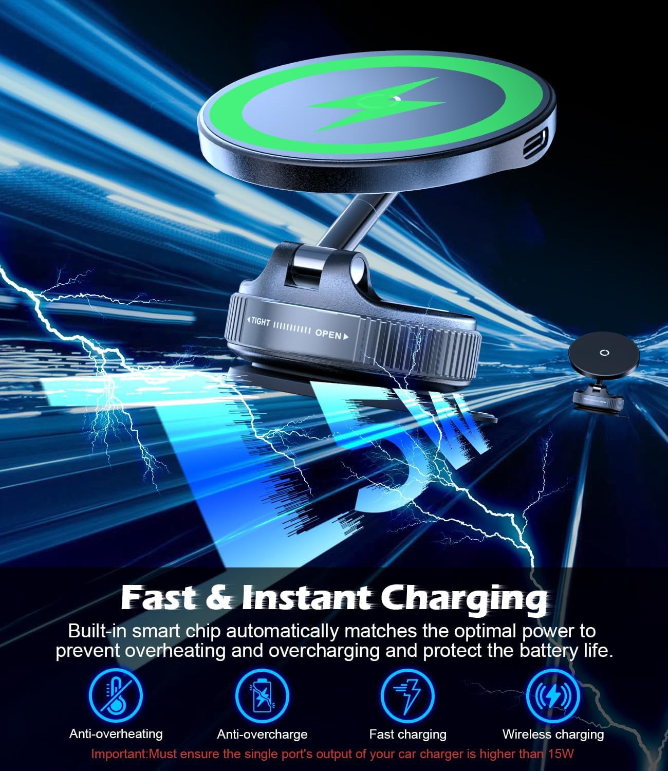 15W Wireless Fast Charger Car  - Wireless Car Charger Mount Fast Charging review and price